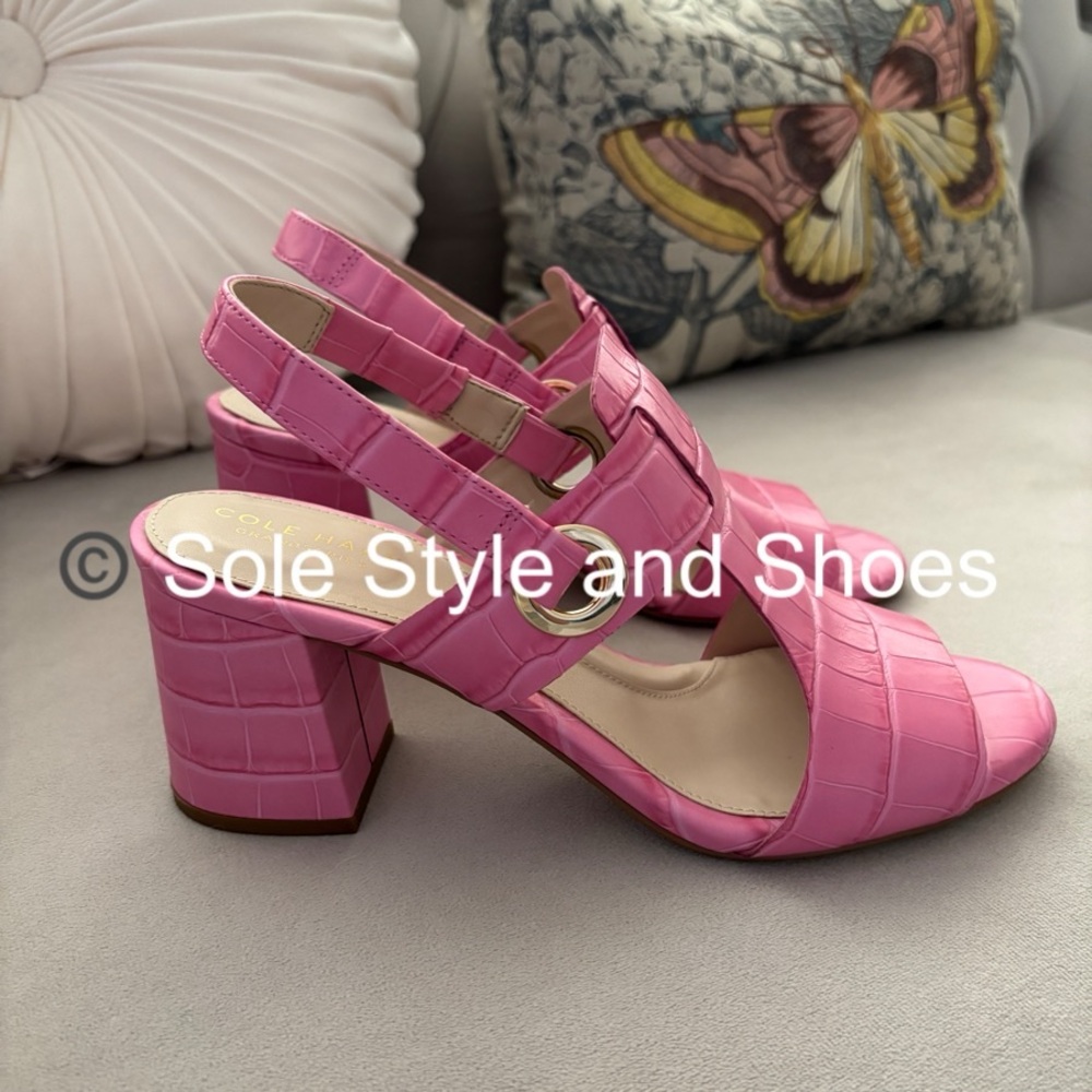 Cole Haan Pink Embossed Leather Heels 7